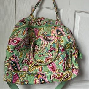 Quilted Paisley Tote Bag in Mint and Pink - Unbranded